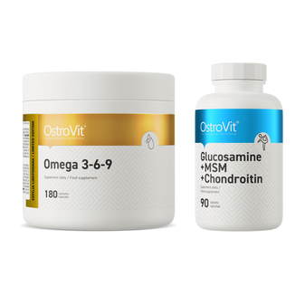 Zestaw OstroVit Omega 3-6-9, 180 kapsułek + Glucosamine + MSM + Chondroitin, 90 tabletek - zdjęcie produktu