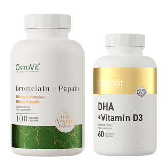Zestaw OstroVit DHA + Vitamin D3, 60 kapsułek + Bromelain + Papain, 100 kapsułek - zdjęcie produktu