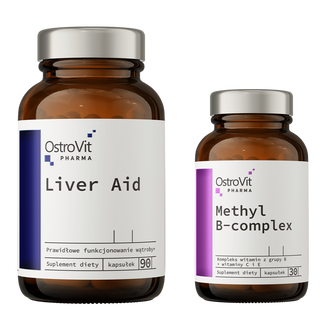 Zestaw OstroVit Pharma Liver Aid, 90 kapsułek + Methyl B-Complex, 30 kapsułek - zdjęcie produktu