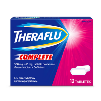 Theraflu Complete 500 mg + 65 mg, 12 tabletek powlekanych KRÓTKA DATA Theraflu Complete 500 mg + 65 mg, 12 tabletek powlekanych KRÓTKA DATA - zdjęcie produktu