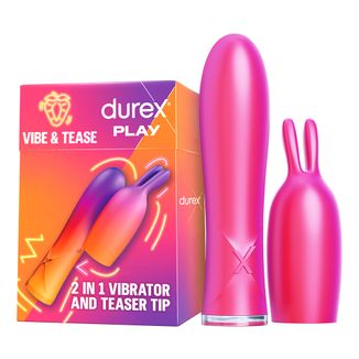 Durex Play Vibe & Tease, wibrator ze stymulującą końcówką 2w1 USZKODZONE OPAKOWANIE - zdjęcie produktu