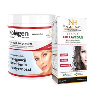 Zestaw Noble Health Kolagen + Witamina C, 100 g + Class A CollaVegan, 60 kapsułek - zdjęcie produktu