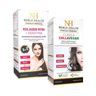 Zestaw Noble Health Kolagen Rybi + Keratyna, 60 kapsułek + Class A CollaVegan, 60 kapsułek - zdjęcie produktu