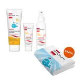 Zestaw Emolium Suncare SPF 50+, krem ochronny, 50 ml + spray ochronny, 100 ml + ochronne mleczko, 125 ml + ręcznik kąpielowy gratis - miniaturka zdjęcia produktu