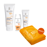 Zestaw Iwostin Solecrin SPF 50+, krem ochronny, 50 ml + ultra lekki niewidoczny fluid, 40 ml + żelowy krem do ciała, 200 ml + ręcznik kąpielowy gratis - miniaturka zdjęcia produktu