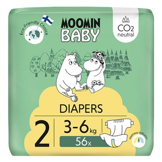 Moomin Baby, pieluchy, rozmiar 2, 3-6 kg, 56 sztuk - zdjęcie produktu