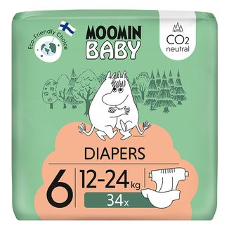 Moomin Baby, pieluchy, rozmiar 6, 12-24 kg, 34 sztuki - zdjęcie produktu