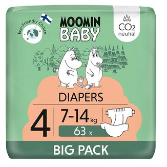 Moomin Baby, pieluchy, rozmiar 4, 7-14 kg, 63 sztuki - zdjęcie produktu