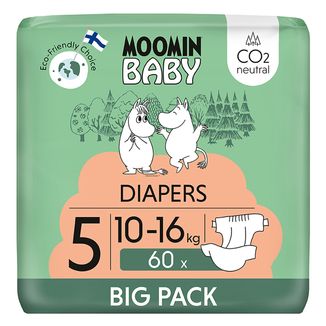 Moomin Baby, pieluchy, rozmiar 5, 10-16 kg, 60 sztuk - zdjęcie produktu