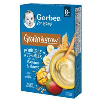 Gerber Grain & Grow Kaszka owsiano-pszenna, banan, mango, mleczna, bez dodatku cukru, po 8 miesiącu, 200 g - zdjęcie produktu