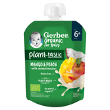 Gerber Organic Plant-Tastic Deser w tubce, mango i brzoskwinia z musem kokosowym, bez dodatku cukru, po 6 miesiącu, 80 g - miniaturka zdjęcia produktu