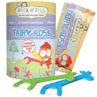 Jack N' Jill  Fairy Floss, nić dentystyczna z uchwytem dla dzieci, smak neutralny 30 sztuk - zdjęcie produktu