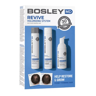 Zestaw BosleyMD Revive stymulujący porost włosów niefarbowanych, szampon, 150 ml + odżywka, 150 ml + pianka, 100 ml - zdjęcie produktu