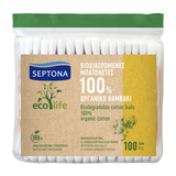 Septona Ecolife, biodegradowalne patyczki kosmetyczne, 100 sztuk - miniaturka zdjęcia produktu
