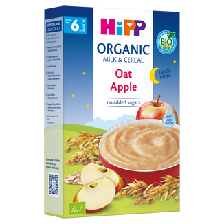 HiPP Kaszka mleczno-zbożowa Na Dobranoc, owsianka z jabłkami, BIO, po 6 miesiącu, 250 g USZKODZONE OPAKOWANIE - zdjęcie produktu