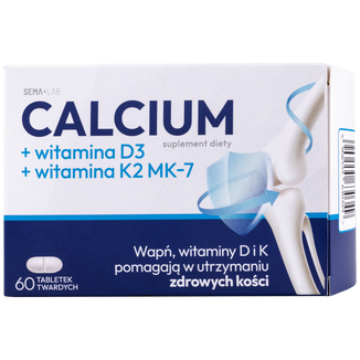 SEMA Lab Calcium + witamina D3 + witamina K2 MK-7, 60 tabletek twardych - zdjęcie produktu