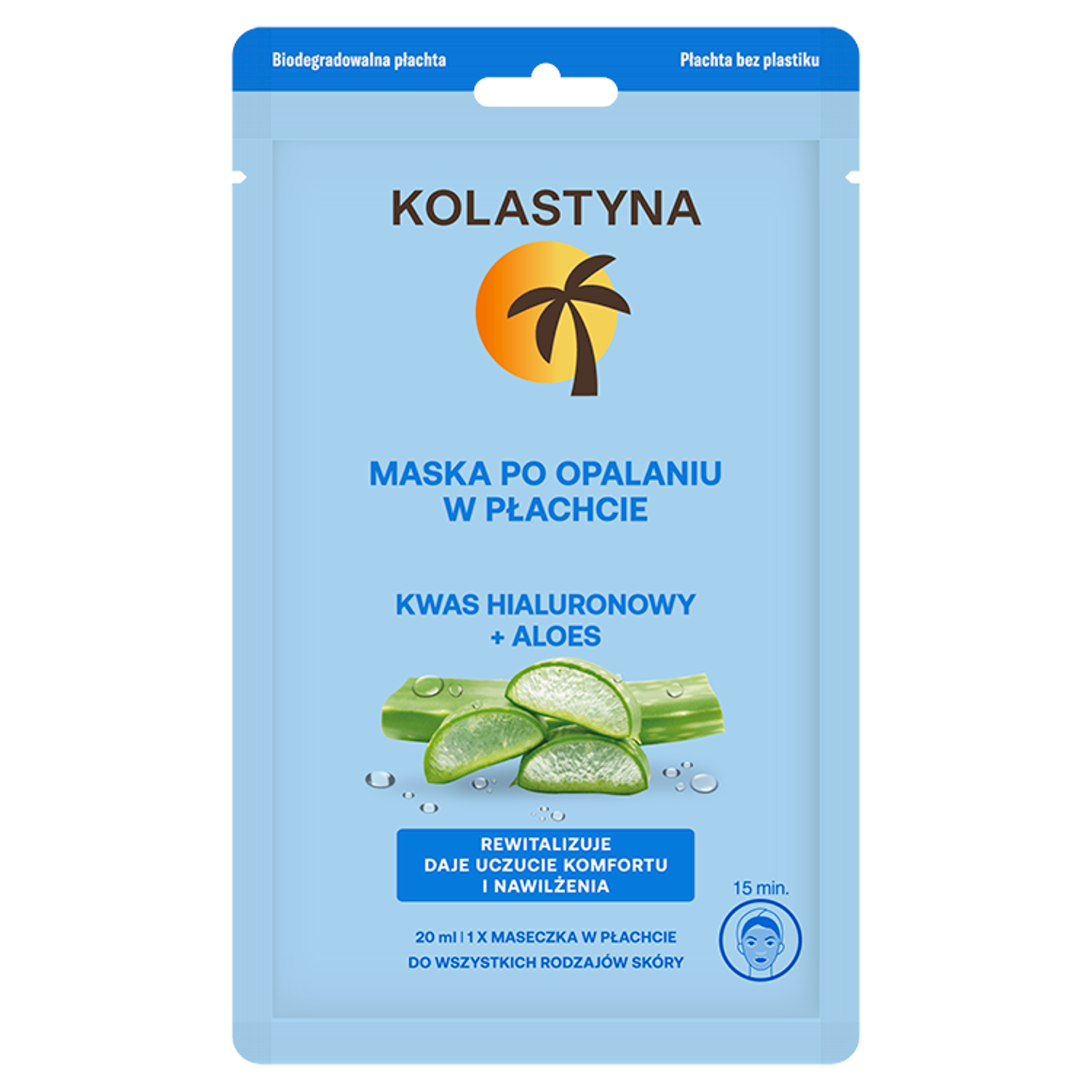 Kolastyna Kolastyna nach dem Sonnenbad, Tuchmaske, Hyaluronsäure und Aloe Vera, 20 ml — Inhaltsstoffe und Bewertung