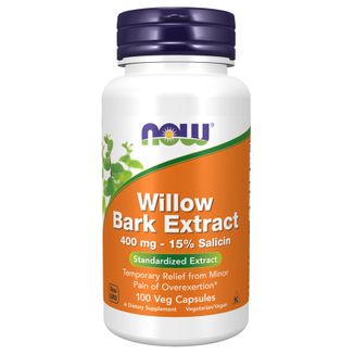 Now Foods Willow Bark Extract 400 mg, kora wierzby białej, 100 kapsułek wegańskich - zdjęcie produktu