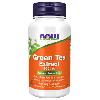 Now Foods Green Tea Extract 400 mg, zielona herbata z witaminą C, 100 kapsułek wegańskich - zdjęcie produktu