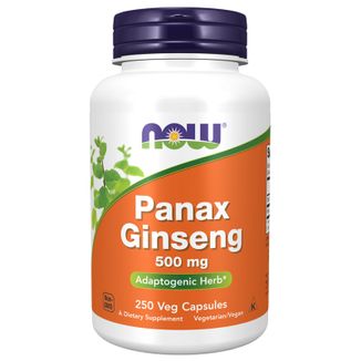 Now Foods Panax Ginseng 500 mg, żeń-szeń koreański, 250 kapsułek wegańskich - zdjęcie produktu