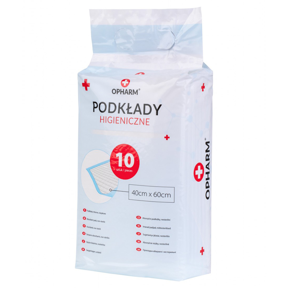 Nieznana Opharm, podkłady higieniczne, 40 cm x 60 cm, 10 sztuk