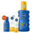 Zestaw Nivea Sun Kids Protect & Care, spray ochronny dla dzieci, SPF 50+, 200 ml + krem ochronny do twarzy, SPF 50, 50 ml + balsam do opalania, SPF 30, 30 ml gratis - miniaturka  zdjęcia produktu