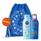 Zestaw Nivea Sun Kids Protect & Care, ochronny balsam do opalania dla dzieci 5w1, SPF 50+, 200 ml + balsam po opalaniu przedłużający opaleniznę, 200 ml + plecak worek gratis - miniaturka zdjęcia produktu
