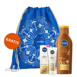 Zestaw Nivea Sun Luminous 630, odświeżający fluid przeciwsłoneczny do twarzy, SPF 50+, 50 ml + balsam karotenowy do opalania, SPF 6, 200 ml + plecak worek gratis - miniaturka zdjęcia produktu