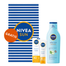 Zestaw Nivea Sun Sensitive, krem ochronny do twarzy dla skóry wrażliwej, SPF 50, 50 ml + balsam po opalaniu przedłużający opaleniznę, 200 ml + ręcznik plażowy gratis - miniaturka  zdjęcia produktu