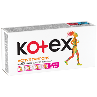Kotex Active, tampony higieniczne, Super, 16 sztuk Kotex Active, tampony higieniczne, Super, 16 sztuk - zdjęcie produktu