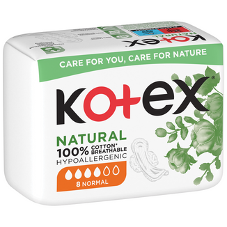 Kotex Natural, podpaski higieniczne, Normal, 8 sztuk - zdjęcie produktu