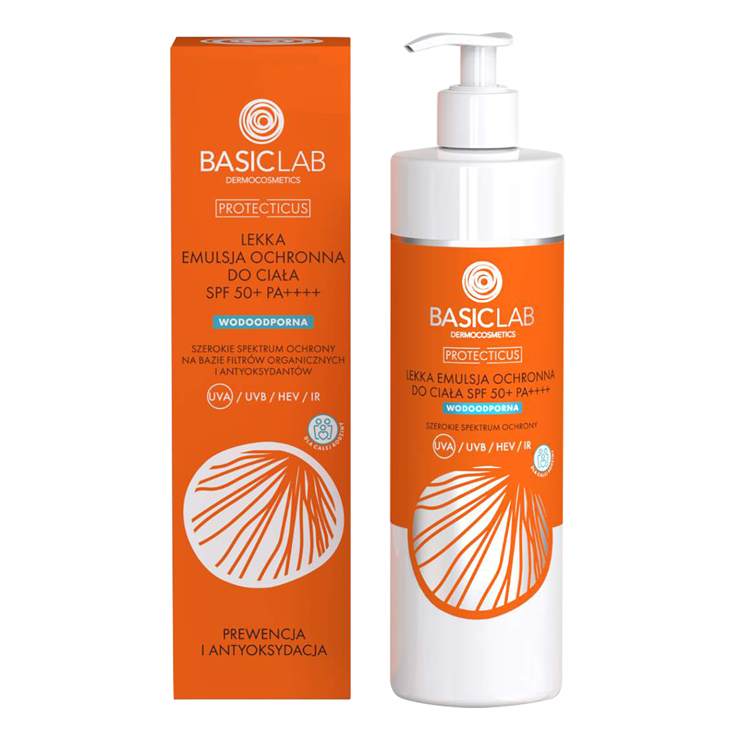 Basiclab BasicLab Protecticus Light, lekka emulsja ochronna do ciała, SPF 50+ PA++++, 300 ml