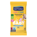 Septona Baby Calm n Care, nawilżane chusteczki, rumianek, od 1 dnia życia, 12 sztuk Septona Baby Calm n Care, nawilżane chusteczki, rumianek, od 1 dnia życia, 12 sztuk - miniaturka zdjęcia produktu