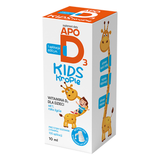 ApoD3 Kids Krople, witamina D3 600 j.m. dla dzieci od 1 roku, 10 ml USZKODZONE OPAKOWANIE - zdjęcie produktu