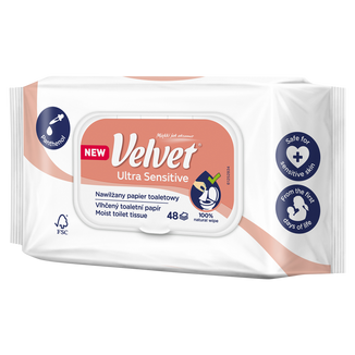 Velvet Ultra Sensitive, papier toaletowy nawilżany, 48 sztuk - zdjęcie produktu