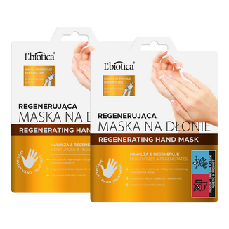 L'Biotica Home Spa, maska regenerująca na dłonie, nasączone rękawiczki, 2 x 26 g - zdjęcie produktu