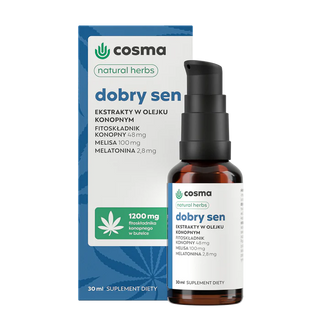 Cosma Cannabis Natural Herbs Dobry Sen, ekstrakty w olejku konopnym, krople, 30 ml - zdjęcie produktu