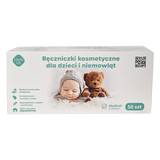 Medical Cotton, ręczniczki kosmetyczne dla dzieci i niemowląt, 23 x 20 cm, 100% bawełna, od urodzenia, 50 sztuk USZKODZONE OPAKOWANIE - miniaturka zdjęcia produktu