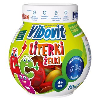 Vibovit Literki Żelki, powyżej 4 lat, smak owocowy, 50 sztuk - zdjęcie produktu