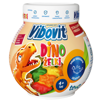 Vibovit Dino Żelki, powyżej 4 lat, smak owocowy, 50 sztuk USZKODZONE OPAKOWANIE - zdjęcie produktu