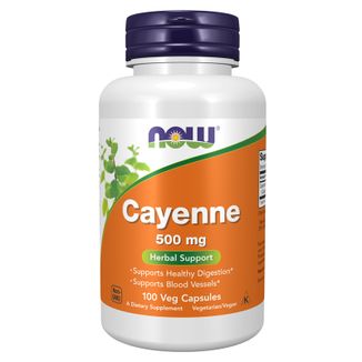 Now Foods Cayenne 500 mg, pieprz kajeński, 100 kapsułek wegańskich - zdjęcie produktu