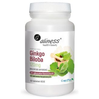 Aliness Ginkgo Biloba, miłorząb japoński 120 mg, 60 kapsułek vege - zdjęcie produktu