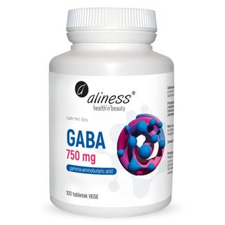 Aliness GABA, gamma amino butyric acid 750 mg, 100 tabletek vege - zdjęcie produktu
