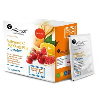 Aliness Witamina C 1000 mg Plus z cynkiem, bioflawonoidami, rutyną i acerolą, 30 saszetek USZKODZONE OPAKOWANIE - zdjęcie produktu