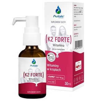 Avitale Witamina K2 Forte, witamina K MK7, krople, 30 ml - zdjęcie produktu