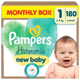 Pampers Harmonie 1 (2-5 kg), pieluchy, 180 sztuk USZKODZONE OPAKOWANIE Pampers Harmonie 1 (2-5 kg), pieluchy, 180 sztuk USZKODZONE OPAKOWANIE - zdjęcie produktu