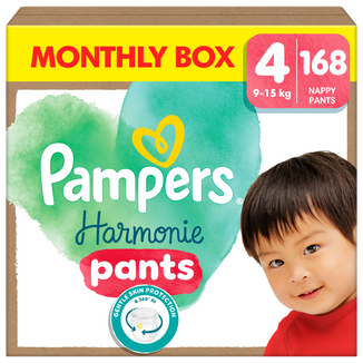 Pampers Harmonie Pants 4 (9-15 kg), pieluchomajtki, 168 sztuk Pampers Harmonie Pants 4 (9-15 kg), pieluchomajtki, 168 sztuk - zdjęcie produktu