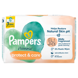 Pampers Harmonie Protect & Care, chusteczki nawilżane, 3 x 44 sztuki - miniaturka zdjęcia produktu