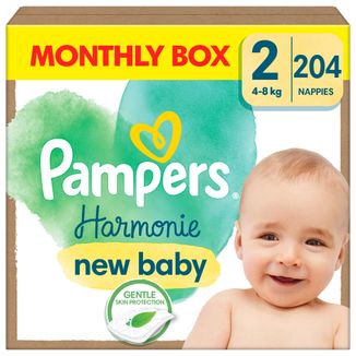 Pampers Harmonie 2 (4-8 kg), pieluchy, 204 sztuki USZKODZONE OPAKOWANIE - zdjęcie produktu