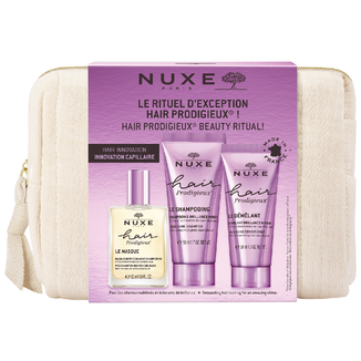 Zestaw Nuxe Hair Prodigieux, odżywcza maska, 30 ml + nabłyszczający szampon, 50 ml + nabłyszczająca odżywka, 30 ml + kosmetyczka - zdjęcie produktu